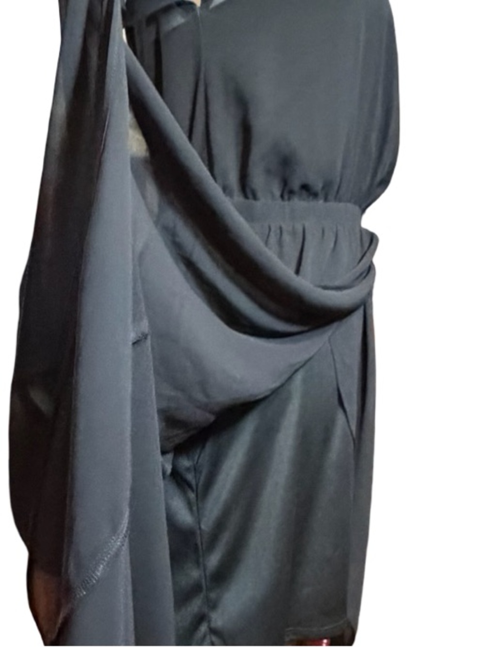 Express Black Chiffon Hi-Low Faux Wrap Dress XS/TP - Picture 7 of 12